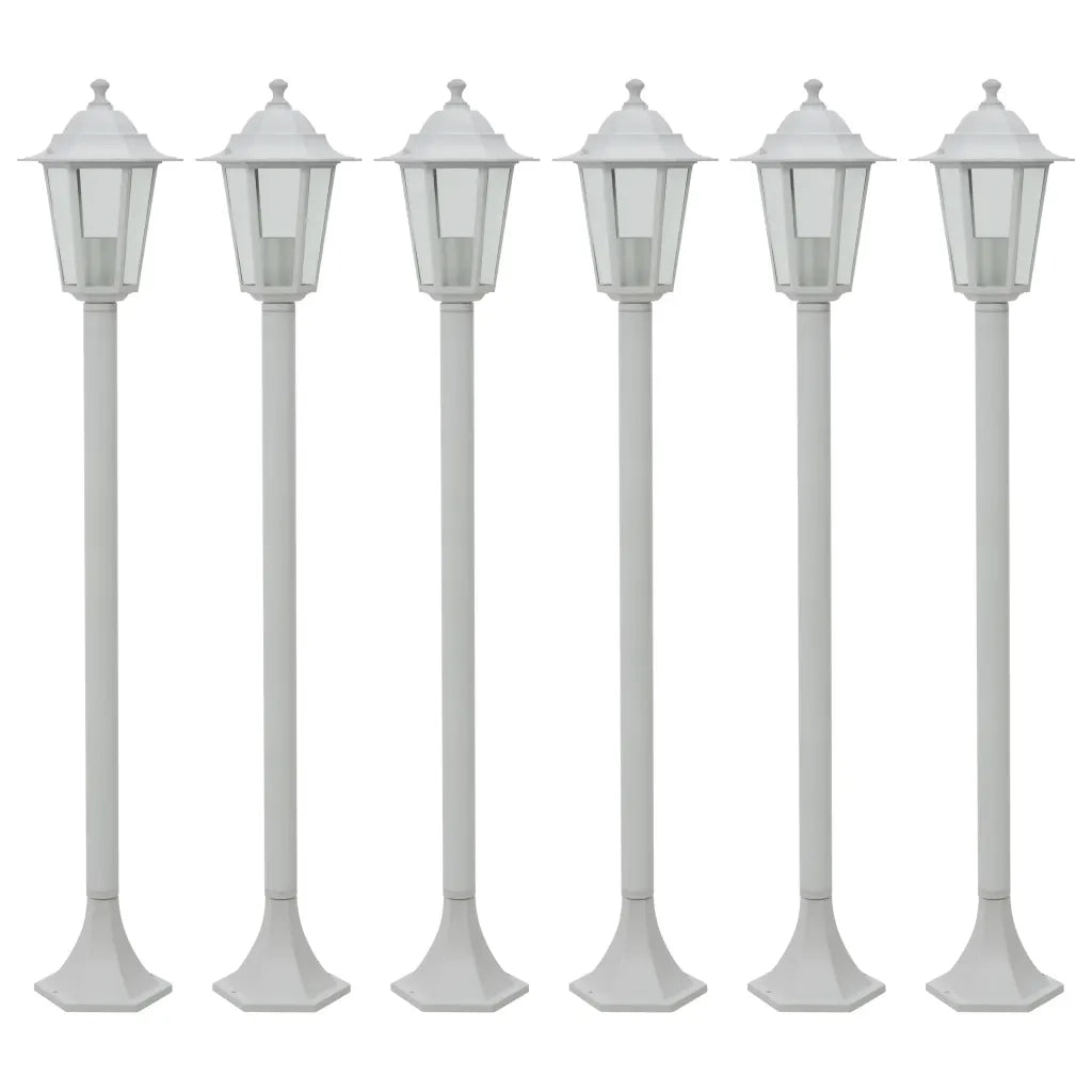 Lampioni da Giardino 6 pz E27 110 cm in Alluminio Biancocod mxl 106973