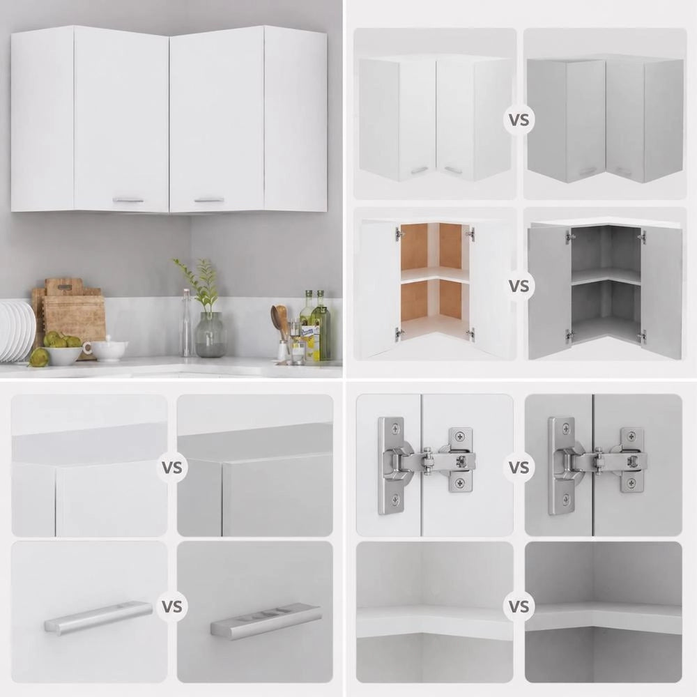 Corner Wall Cabinet Lyon White 57x57x60 Cm Wood-based Material