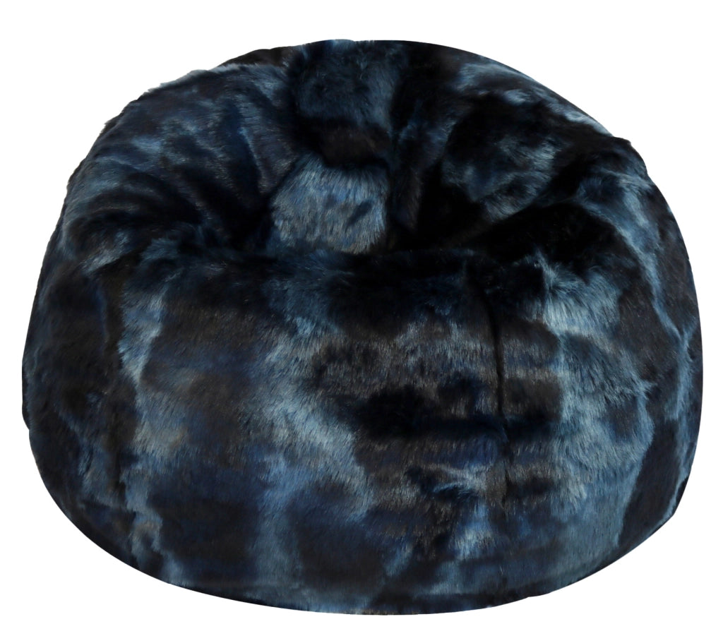 Maxy Pouf 80x80x70 cm in Pelliccia Sintetica Nuvola Blu