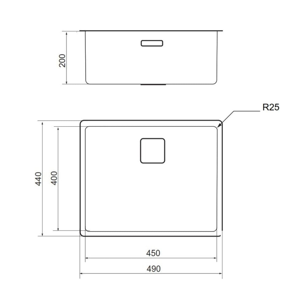 Lavello incasso monovasca filotop 49x40x20H Vasca45 INOX