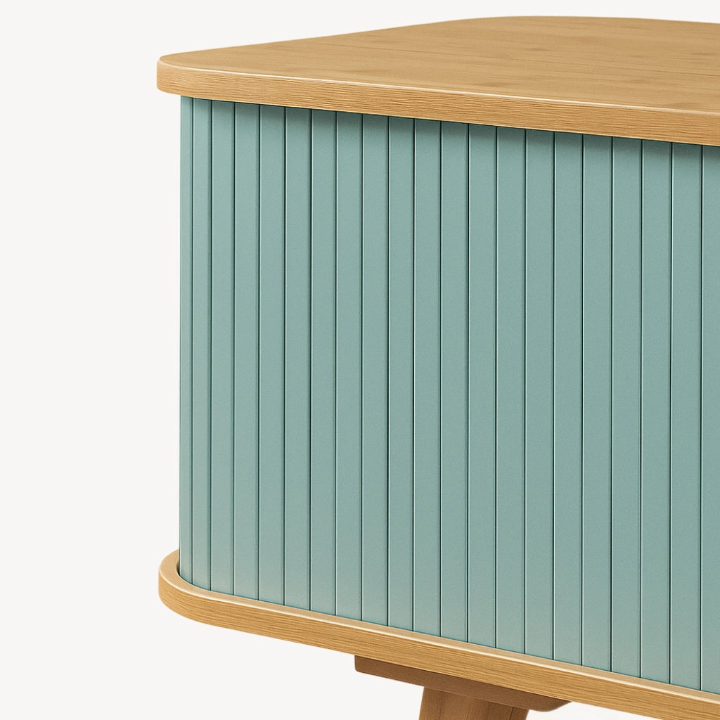 Mobile TV Tysvær 120x40x58 cm - Naturale / Azzurro [en.casa]