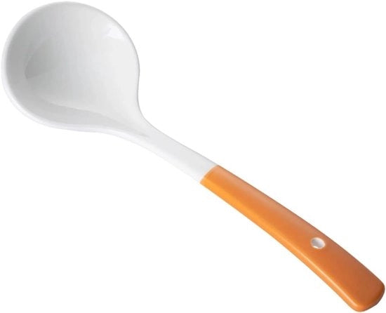 Set di cucchiai in ceramica arancione - formato grande - lunghe manici - ideale per uso quotidiano