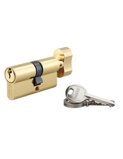 Cilindro europeo per serratura a pomolo SA  35Bx30mm, anti estrazione, ottone, 3 chiavi - THIRARD