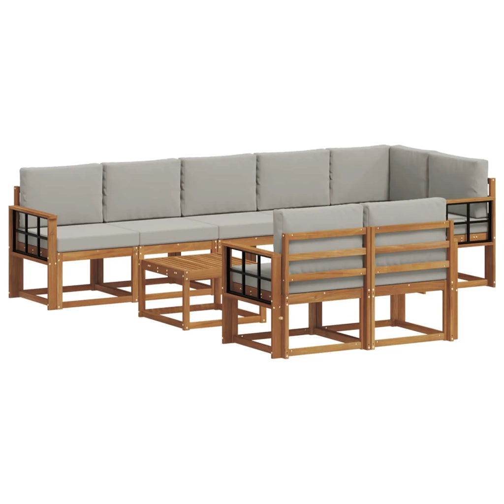 Set di divani da esterno 9 pcs Grigio Naturale e Chiaro 3366614