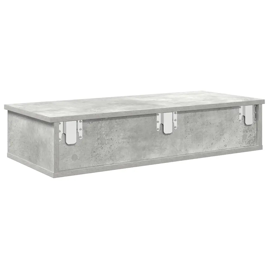 Scaffale a Parete con Cassetti Grigio 80x31x17 cm in Truciolato 859953