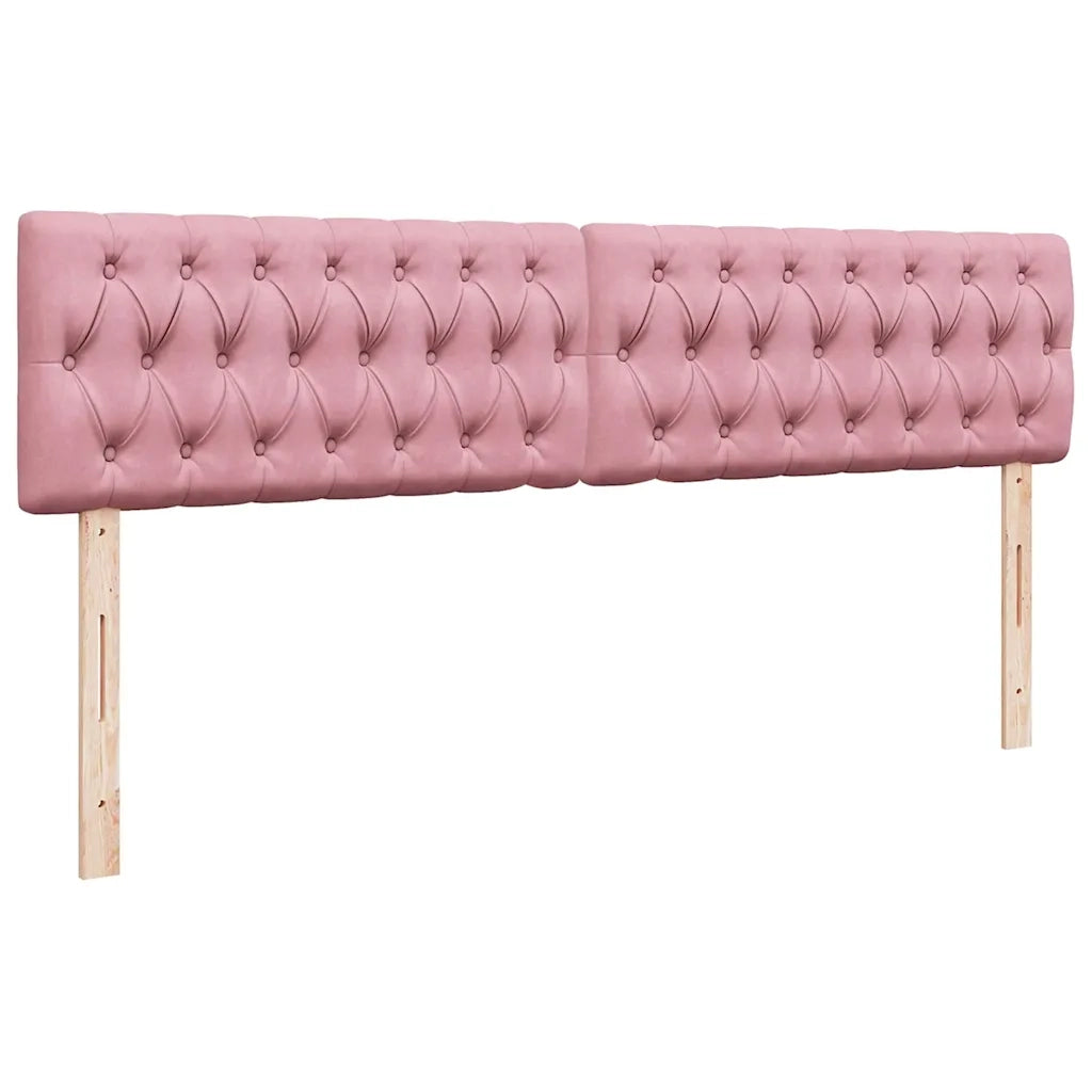 Struttura Letto Pouf con Materassi Rosa 160x200 cm Velluto 3312091