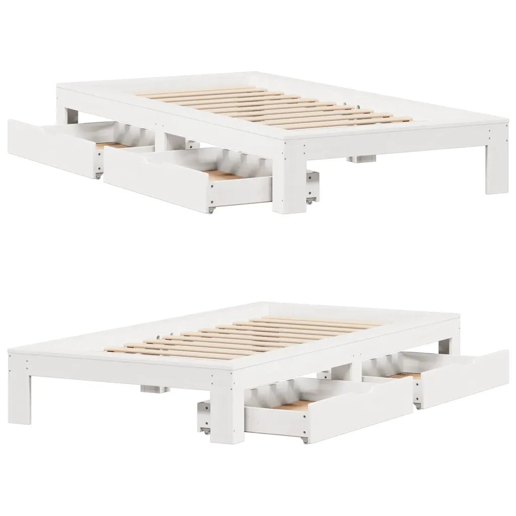 Giroletto senza Materasso Bianco 90x200 cm Legno Massello Pino