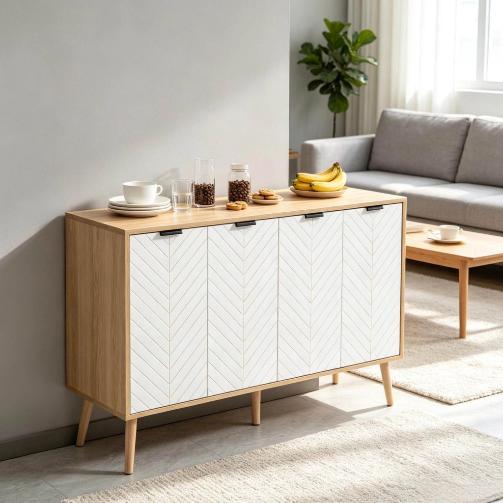 Credenza 120x35x77,4 cm bianca in truciolare - ripiano regolabile