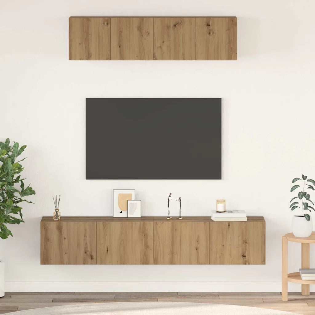 Set mobile TV 4 pcs Rovere artigianale Legno multistrato 3393362