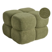 Pouf quadrato in bouclé verde elemento d'arredo moderno per salotto o camera da letto