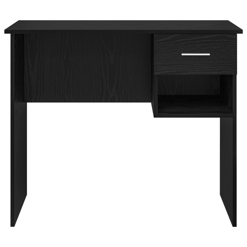 Scrivania con Ripostiglio Rovere Nero 90x49.5x75 cm Legno ingegnerizzato