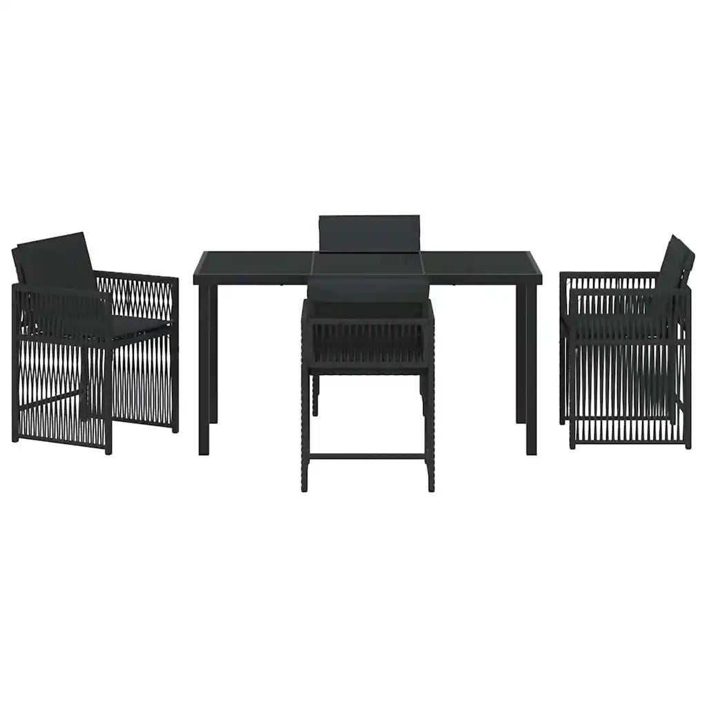 Set da Pranzo per Giardino 5 pcs Nero polyrattan 3380774