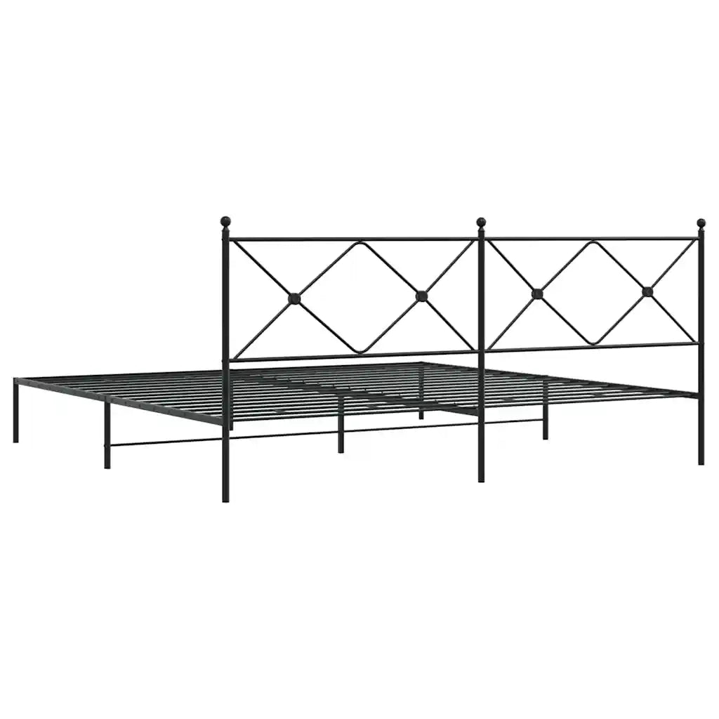 Giroletto con Testiera-Struttura Letto con testiera in Metallo Nero 193x203 cm 949171