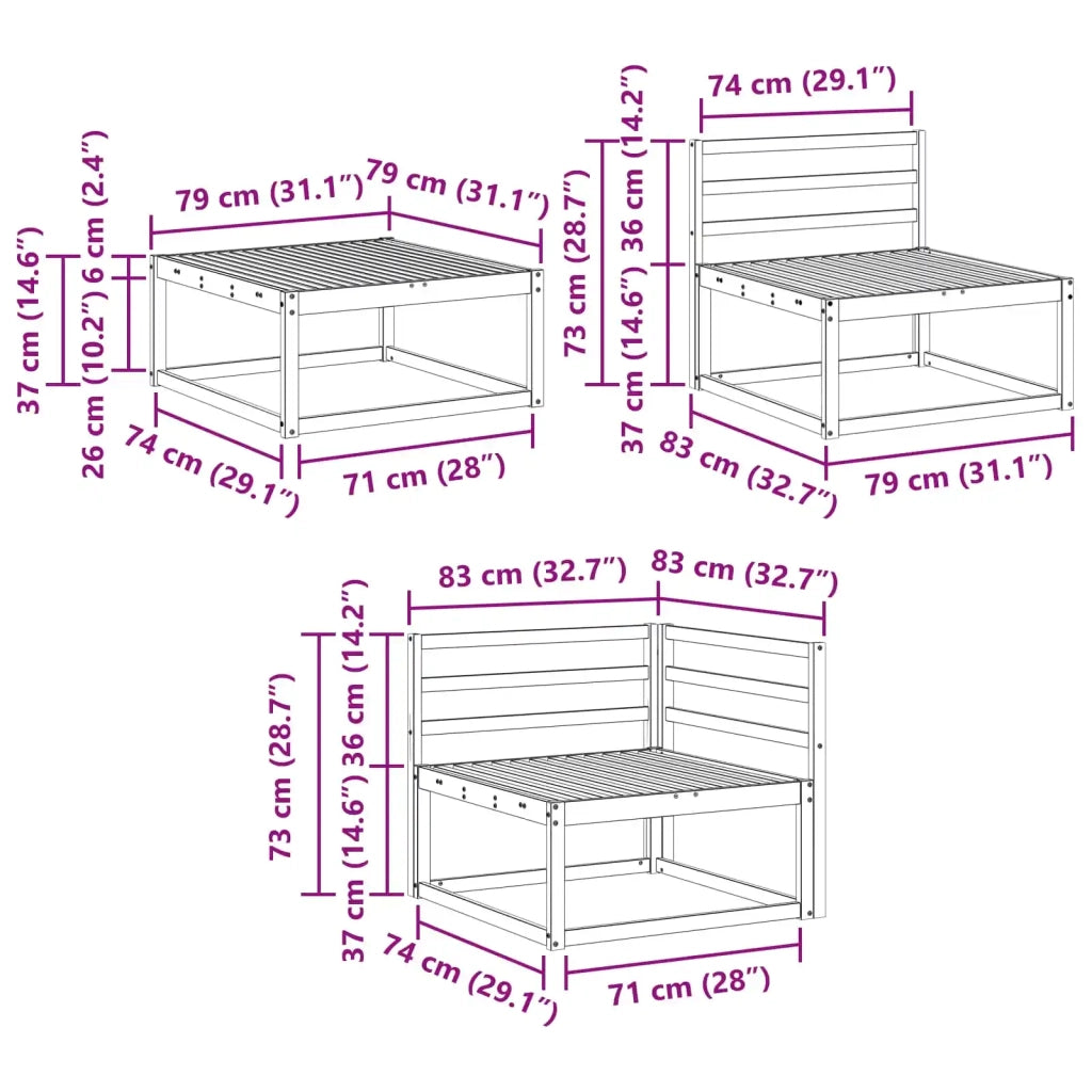 Set di divani da esterno 7 pcs Naturale