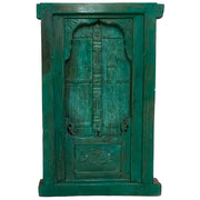 Finestra in legno con finitura artigianale blu, 91x10x153h cm