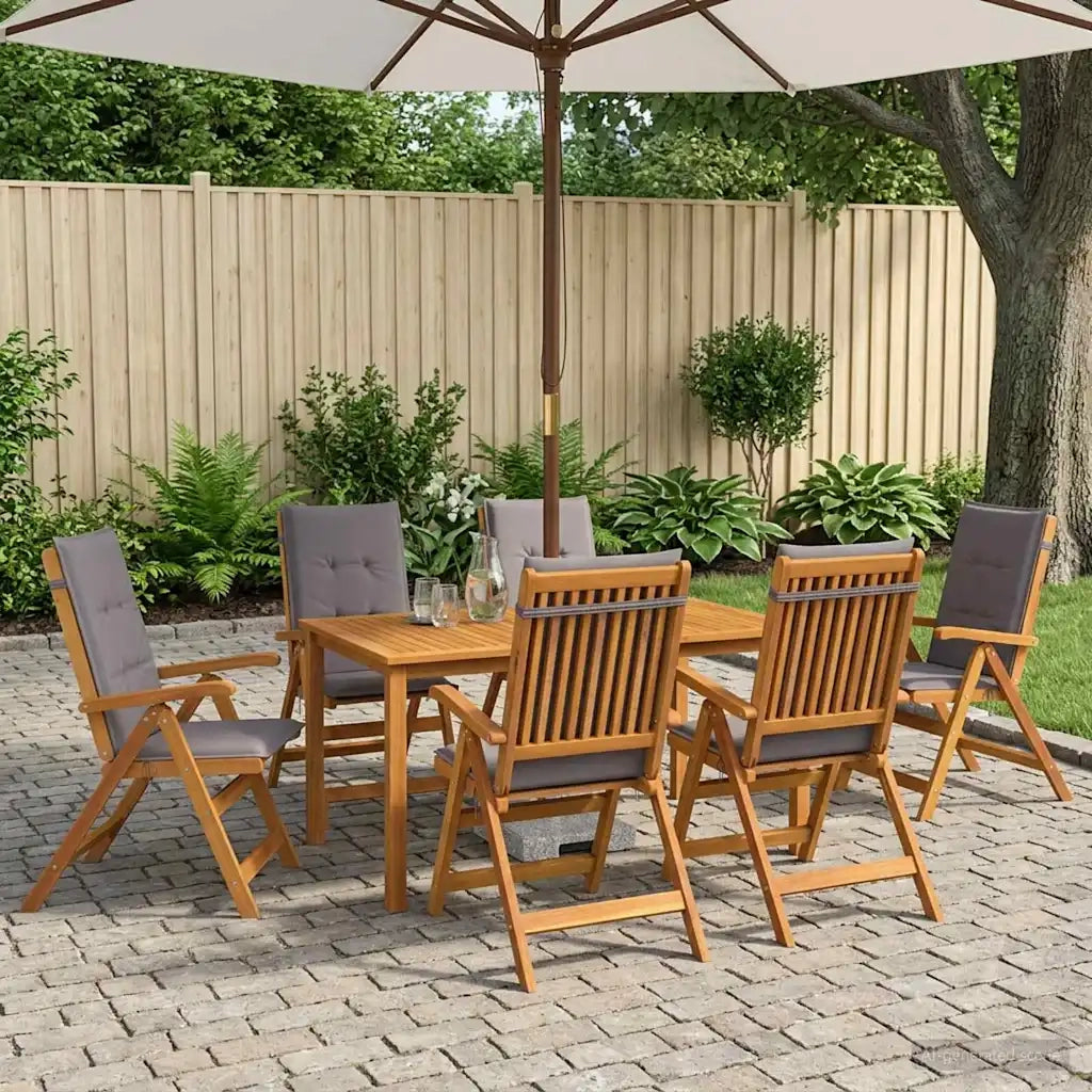 Set da pranzo da giardino 7 pezzi 7 pz Naturale 3434621