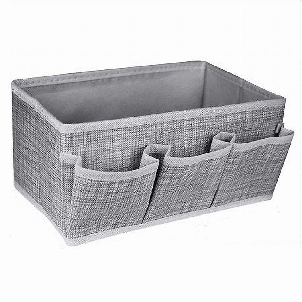 Trade Shop - Portaoggetti Tessuto Organizer Contenitore Box Scatola 3 Tasche 25x15x12cm 79419 -