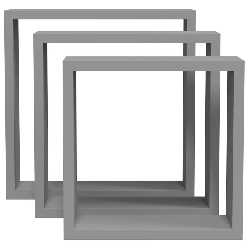 Mensole a Cubo da Parete 3 pz Grigie in MDF 323951