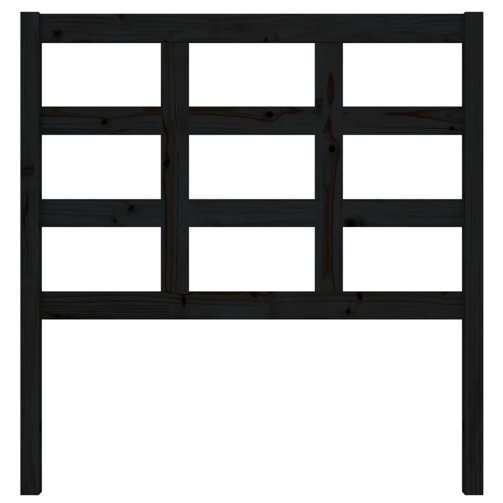 Testiera per Letto Nera 95,5x4x100 cm in Legno Massello di Pino 817874