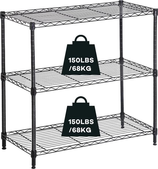 Scaffale di archiviazione con 3 pannelli, pannello pesante con rete regolabile in altezza e gambe regolabili, piccolo scaffale a piedi, pannello metallico per cucina, sottoscala, bagno, spazio di archiviazione, peso massimo