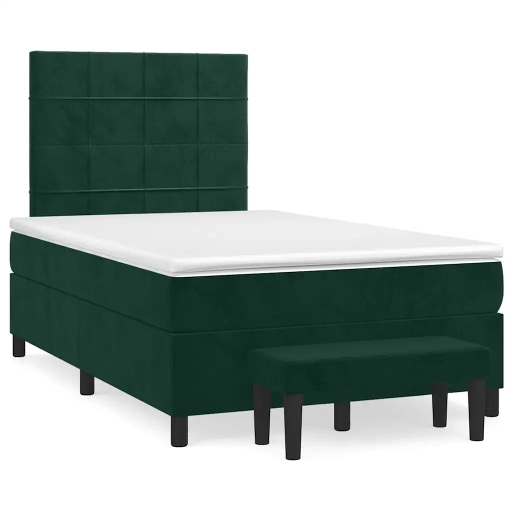 Giroletto a Molle con Materasso Verde Scuro 120x190 cm Velluto