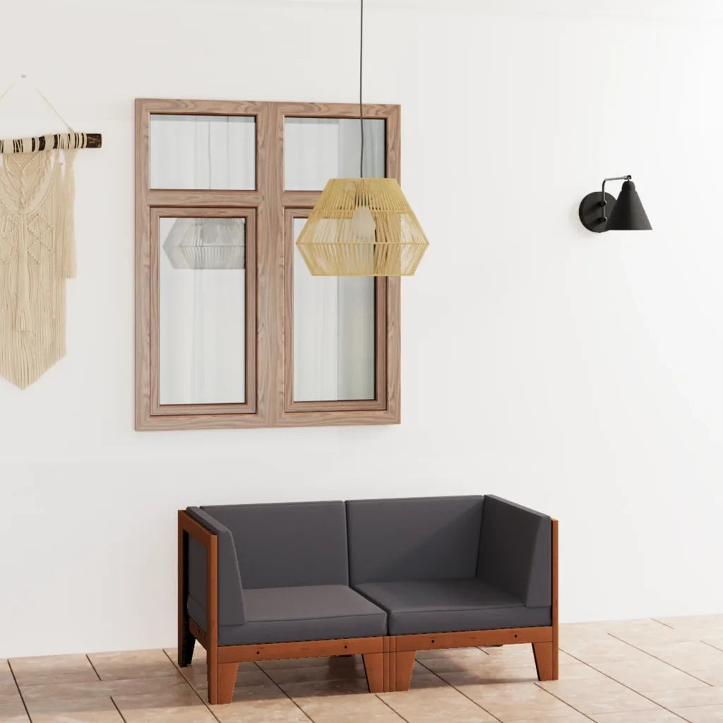 Divano a 2 Posti con Cuscini-Sofa 2 Posti con Cuscini Grigio Scuro in Massello di Acacia