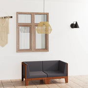 Divano a 2 Posti con Cuscini-Sofa 2 Posti con Cuscini Grigio Scuro in Massello di Acacia