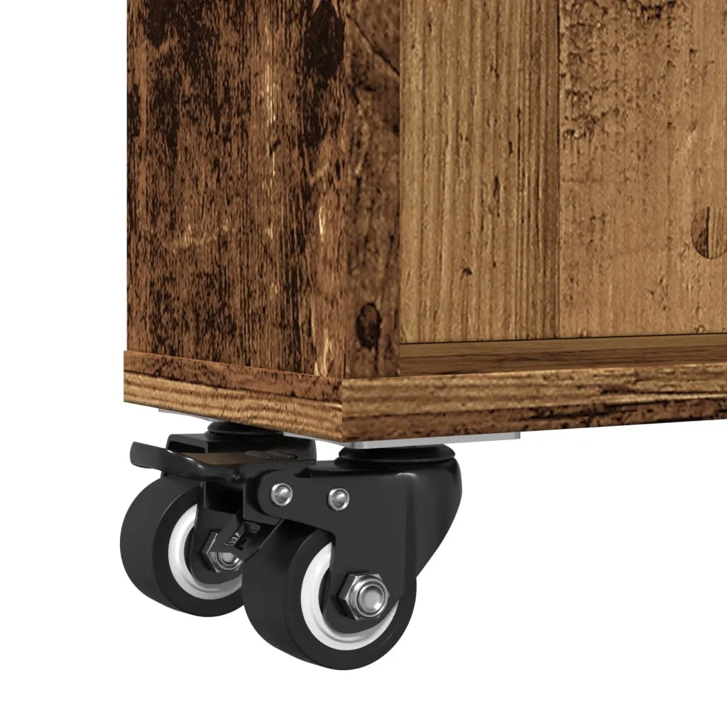 Carrello Stretto Legno Vecchio 48x13x68 cm in Truciolato