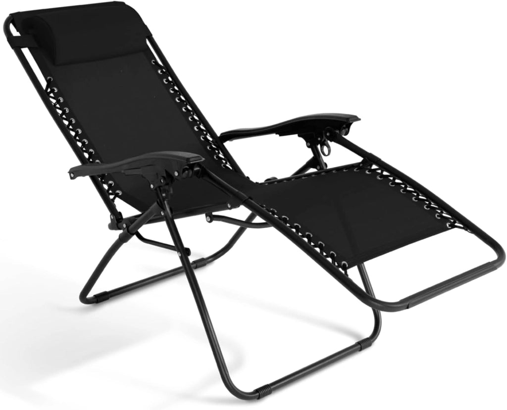 Set di 2 sedie da Giardino reclinabili Relax, Alto Comfort, Nero