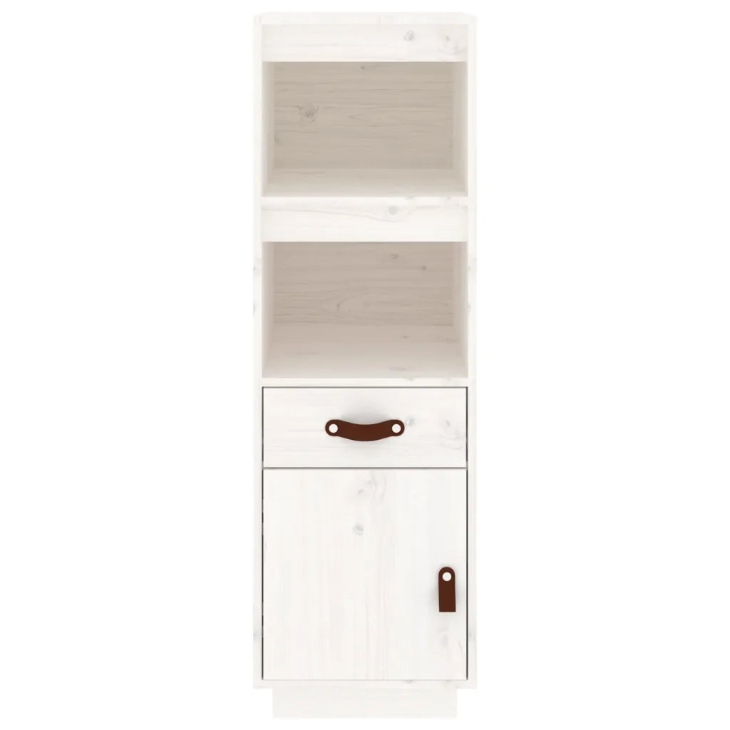 Credenza-Buffet-Armadio da cucina Bianca 34x40x108,5 cm in Legno Massello di Pino 853859