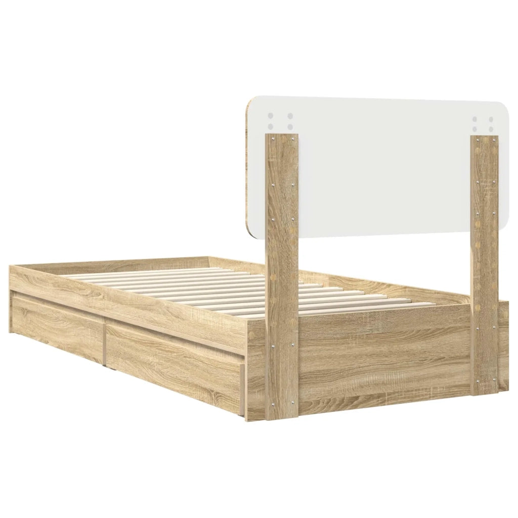 Letto con Contenitore con testiera Rovere Sonoma 75 x 190 cm 3412327