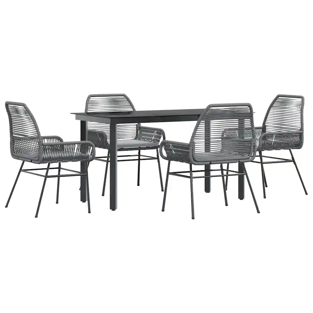 Set da Pranzo da Giardino 5 pz con Cuscini Polyrattan Vetro 3334578