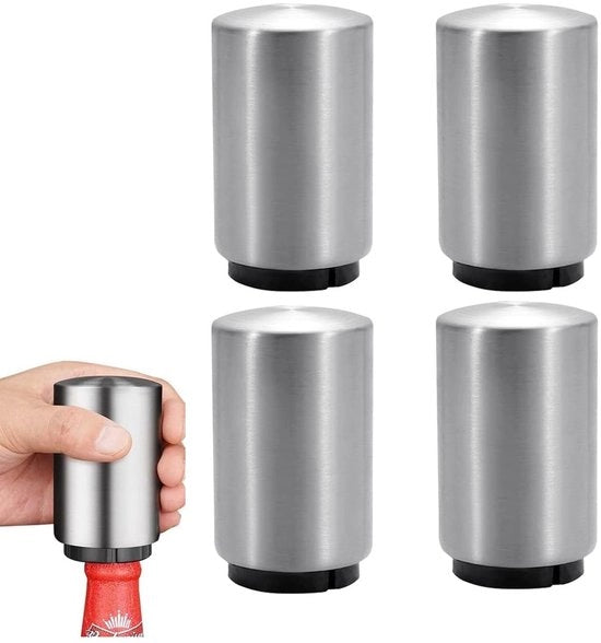 Apri-bottiglie automatico a 4 pezzi in acciaio inossidabile con coperchio a forma di corona - accessori da cucina - materiale di alta qualità
