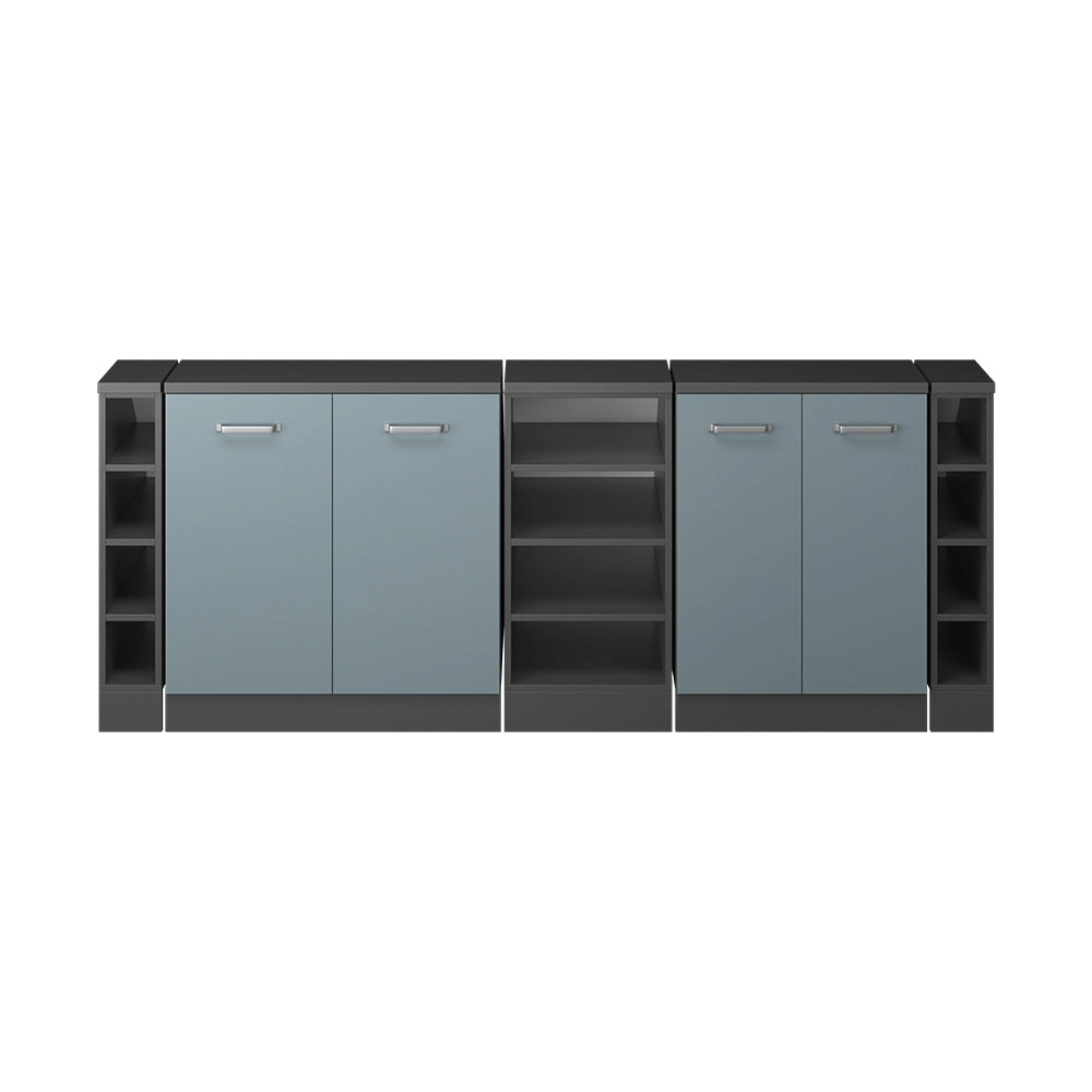 Set di mobili sottotetto Rion Grigio-blu/Antracite 210 cm Set di 5 carcasse armadio profondità 60 cm Vicco