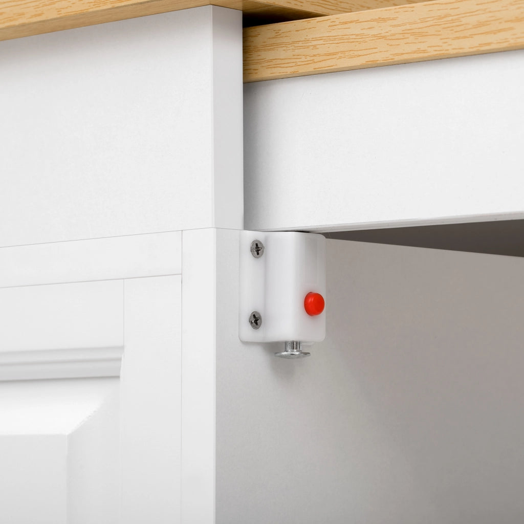 Mobile contenitore con 2 cassetti e piano estraibile per cucina; in MDF; 112-180x45x92 cm; bianco