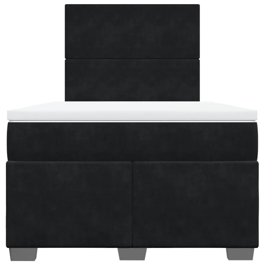 Giroletto a Molle con Materasso Nero 120x190 cm in Velluto
