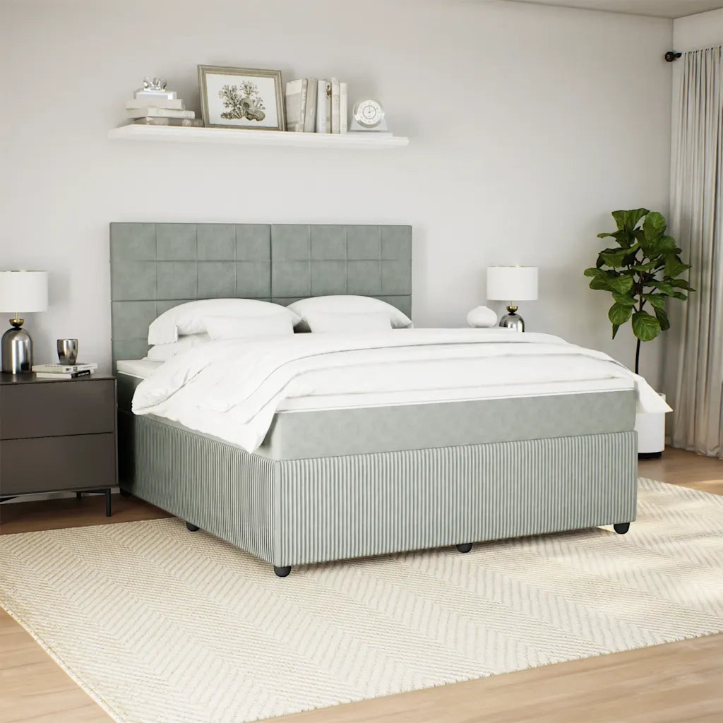Giroletto a Molle con Materasso Grigio Chiaro 180x200cm Velluto 3294706