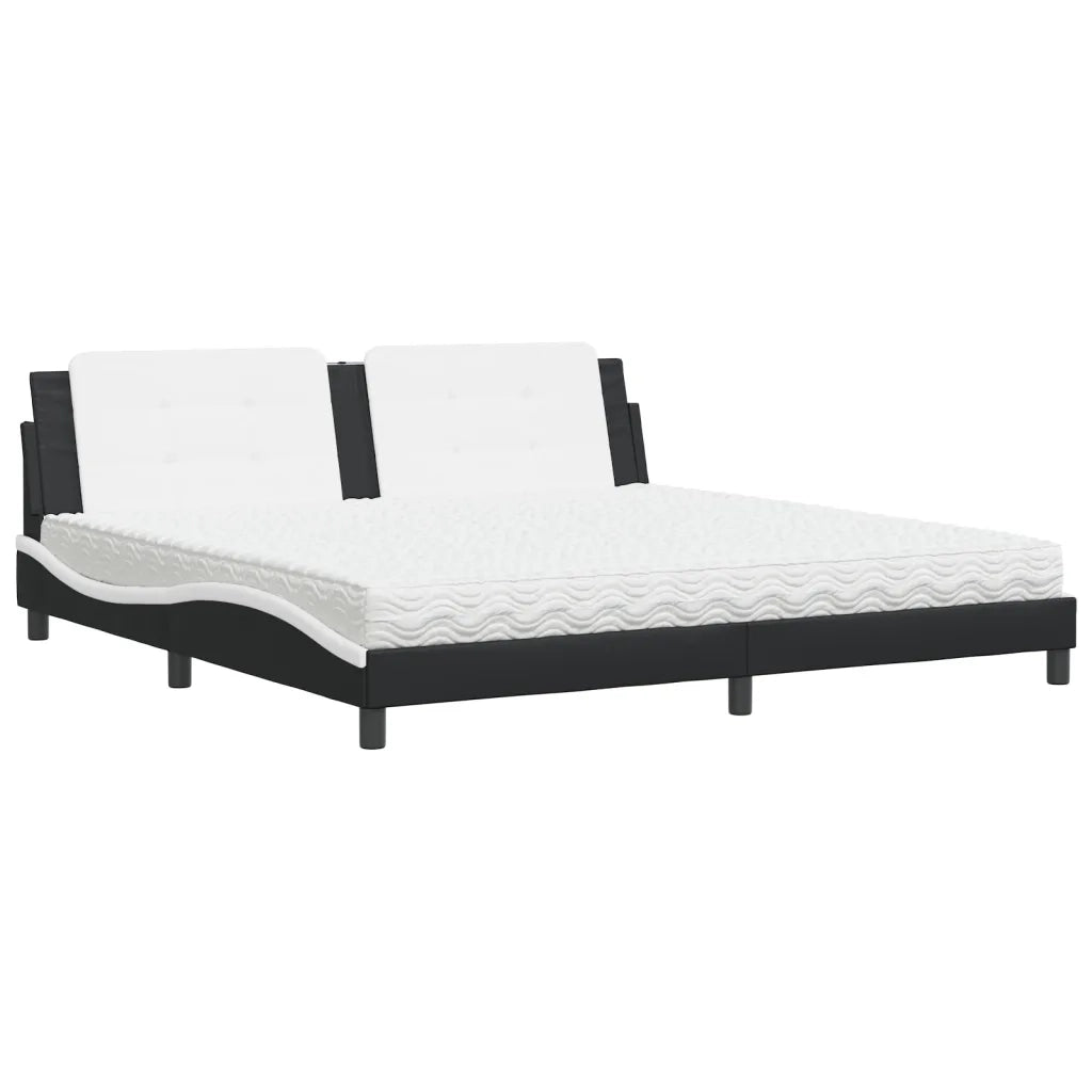 vidaXL Letto con Materasso Nero e Bianco 200x200cm in Similpelle
