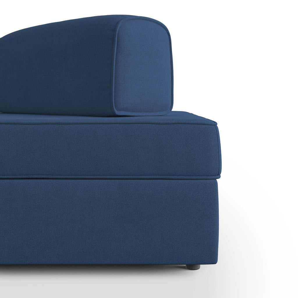 Liberty Divano con pouf estraibile e schienali movibili in tessuto morbido impermeabile T02 160 cm blu