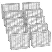 Set di 10 gabbioni per pietre gabbia metallica cestino per pietre maglia 5 x 10 cm zincato muro decorazione da giardino 100 x 50 x 30 cm grigio 12_0005956