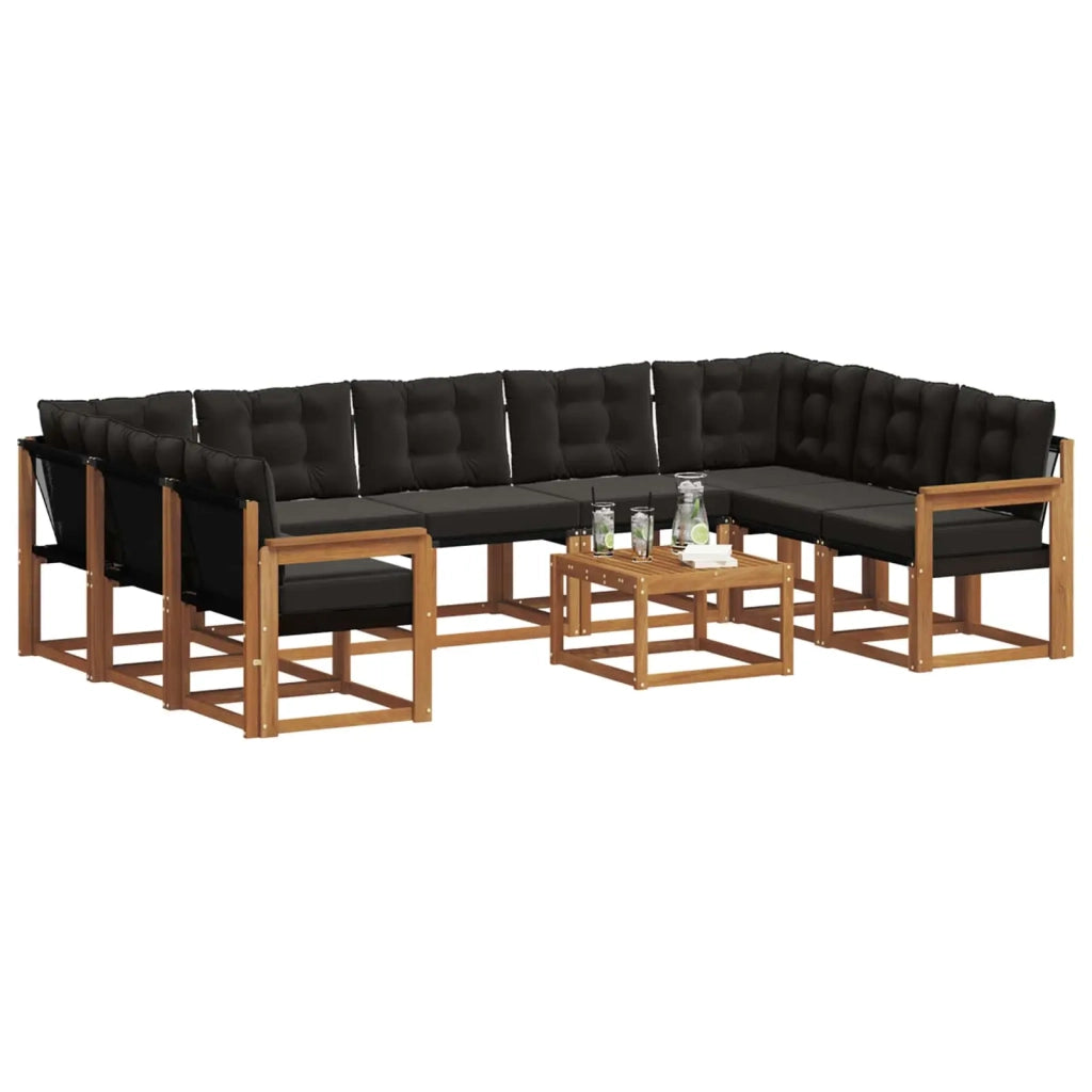 Set di divani da esterno con cuscino 10 pcs Naturale e Nero 3369067