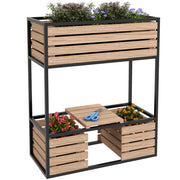 Fioriera Gradinata Giardino ¨C Zephmum ¨C Naturale Nero 83x39x100 cm