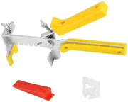 Sistema di livellamento per piastrelle 400 pezzi - 300 pezzi di sosteggi di distanza - 100 pezzi di cappucci riciclabili - Maniglione - Materiali di alta qualità in PVC - Livellamento facile - Sosteggi di distanza per piastrelle