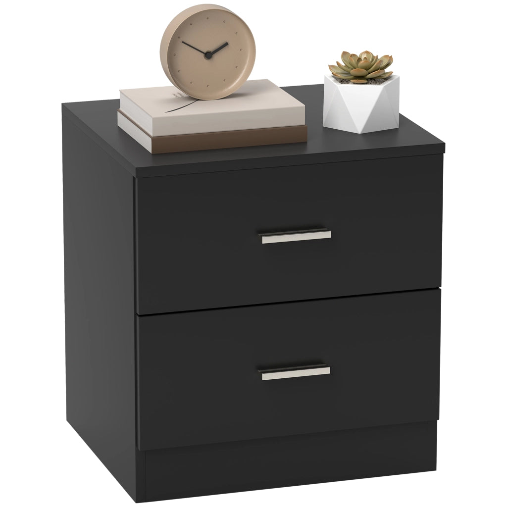 Comodino Moderno con 2 Cassetti ¨C zephmum ¨C Nero 45x39,5x49 cm
