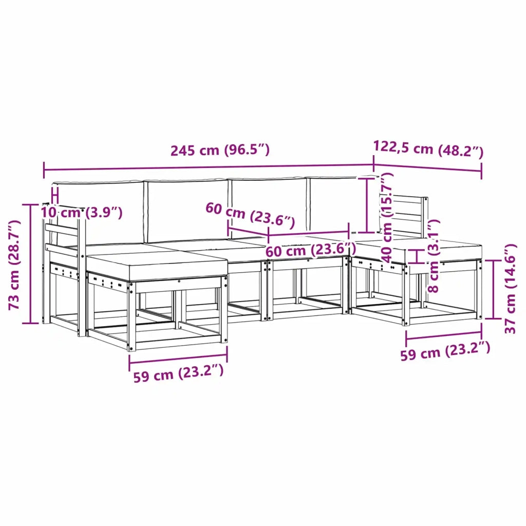 Set di divani da esterno 6 pz Bianco e Antracite Poliestere 3388001