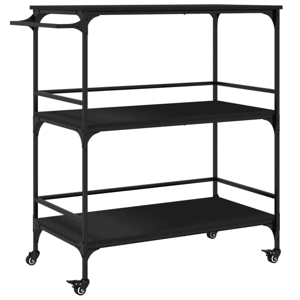 Carrello da Cucina Nero 100,5x50x105 cm in Legno Multistratocod mxl 90702