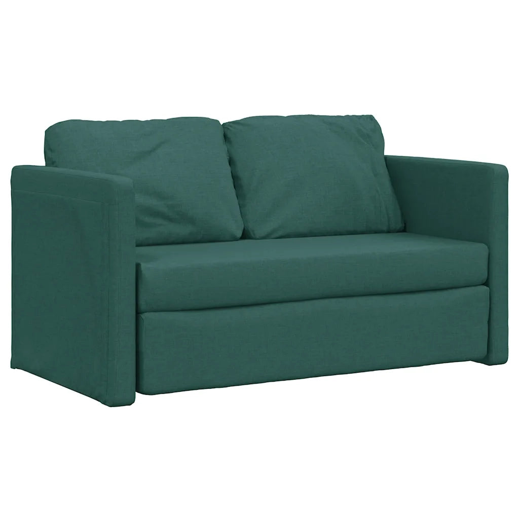Divano Letto da Terra 2 in 1 Verde Scuro 112x174x55 cm Tessuto 353968