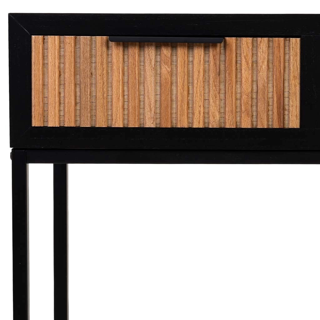 Mobile ingresso con due cassetti, legno e metallo, 120x40x69h cm