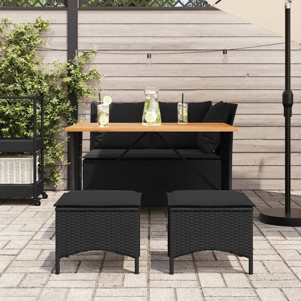 Set da Pranzo da Giardino 4 pz | Set Salotto da Giardino con Cuscini Nero in Polyrattan