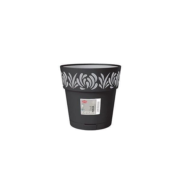 Vaso da Giardino Tondo Opera Gaia Grafite e Grigio 15 x 15 cm Stefanplast